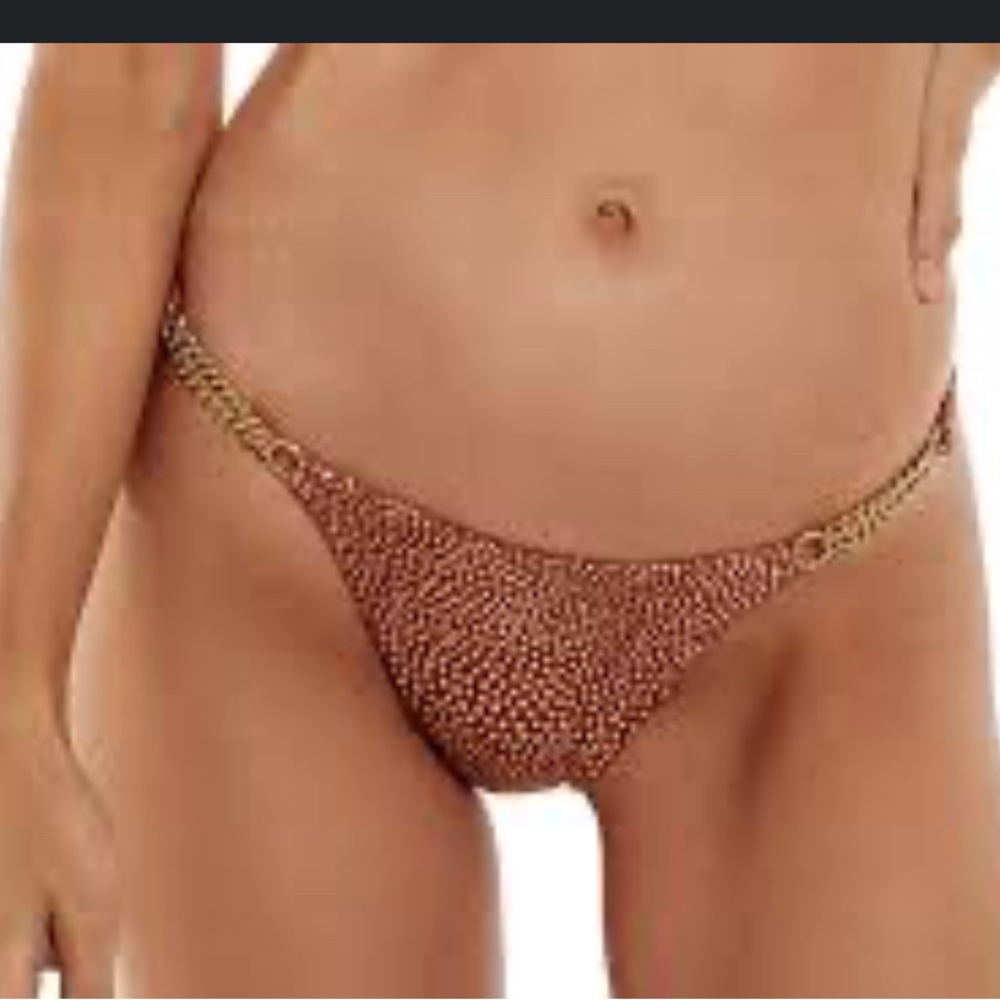 Vix Gold and Brown Bikini with Textured Print Small